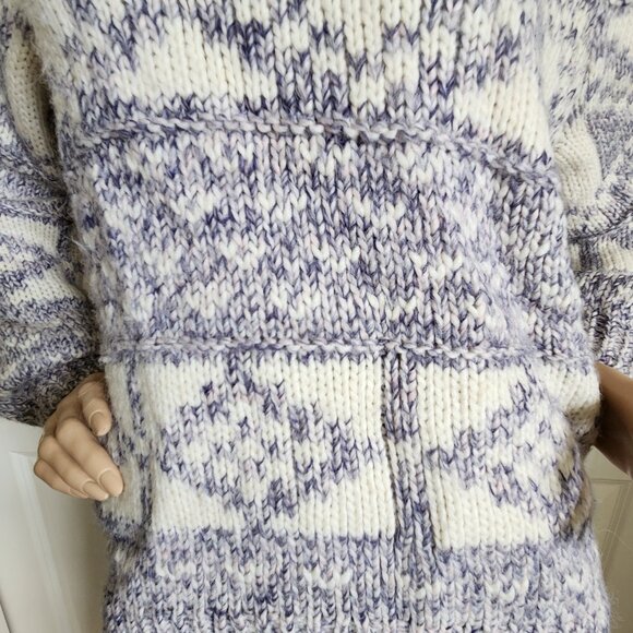 Gap Chunky Sweater Cream Purple Size 4 Fair Isle Wool Blend - Picture 6 of 11